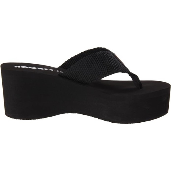 New In! Rocket Dog Solid Black Ultra Platform Wedge Sandal - Picture 9 of 11